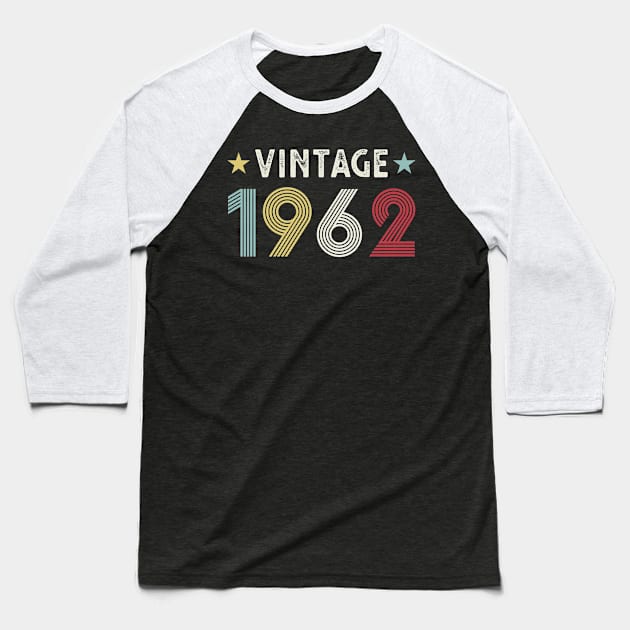 Vintage 1962 60th Birthday Gift 60 years old Baseball T-Shirt by qwertydesigns